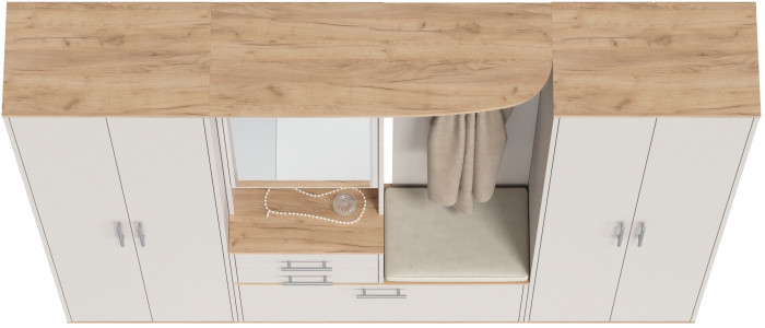 Прихожая Домино 4, дуб крафт золотой/кашемир серый