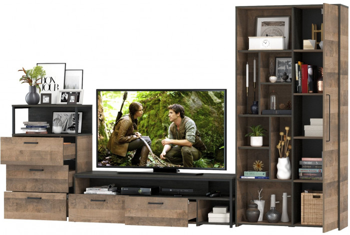 Трувор Гостиная 080, дуб гранж песочный/интра