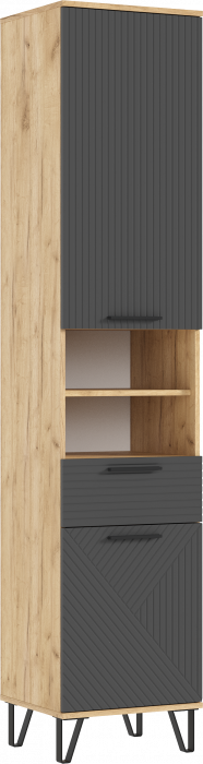 Флэш Прихожая Пенал открытый (Браш Графит, Дуб Крафт)