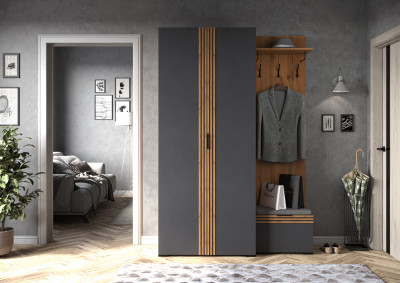 Прихожая Нао, набор №4, Дуб вотан/Графит, Вотан, Simple 27