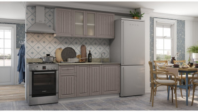 Кухня МДФ Хозяюшка 1500 (Трюфель, Белый)