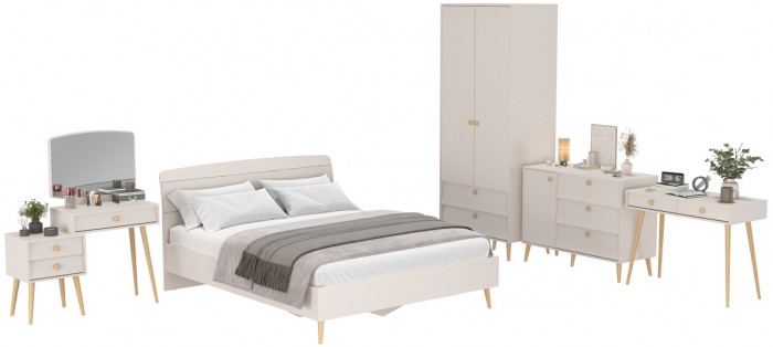 Афина Спальня 09-1600, цвет кашемир серый, сп.м. 1600х2000 мм., б/м, основание есть - фанера