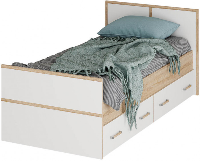 Кровать без основания 0,9 м "Сакура" дуб сонома/белый