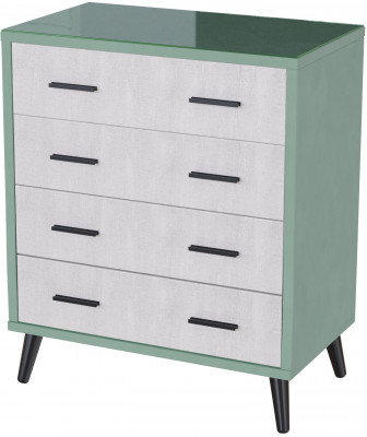 Комод интерьерный Ланс мятный/мдф холст белый