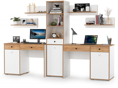 Вуди Компоновка № 12, цвет белый премиум/дуб крафт золотой, ШхГхВ 265х52,7х180,3 см., универсальная сборка