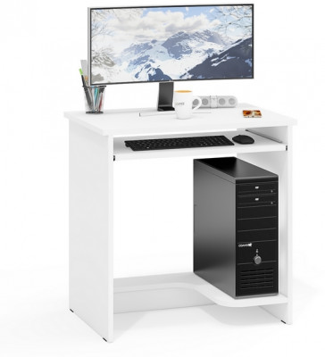 Стол компьютерный С-МД-СК11-1, цвет белый шагрень, ШхГхВ 74,6х50х75 см., НЕ универсальная сборка