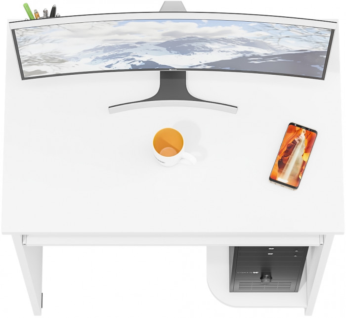 Стол компьютерный С-МД-СК11-1, цвет белый шагрень, ШхГхВ 74,6х50х75 см., НЕ универсальная сборка