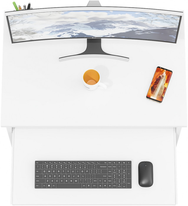 Стол компьютерный С-МД-СК11-1, цвет белый шагрень, ШхГхВ 74,6х50х75 см., НЕ универсальная сборка