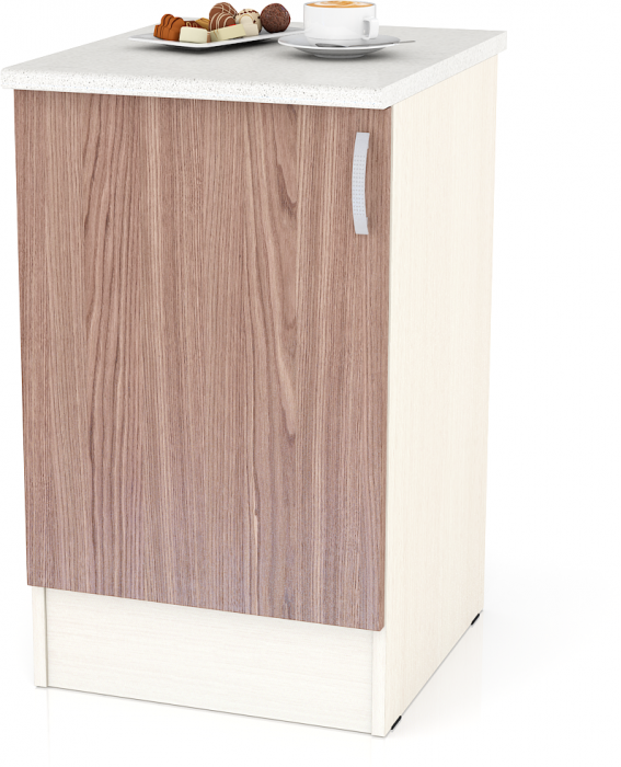 Кухня Мери ШН500 Стол 50 см., цвет дуб/ясень шимо тёмный, ШхГхВ 50х60х85 см., универсальная дверь (столешница № 130 сахара белая)