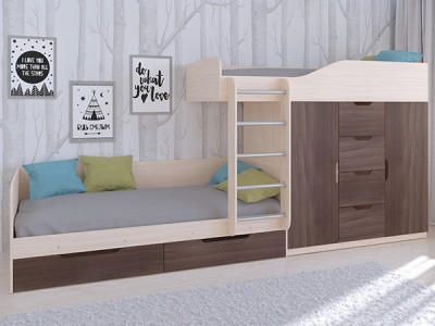 Кровать двухъярусная Астра 6 Дуб молочный/Дуб Шамони