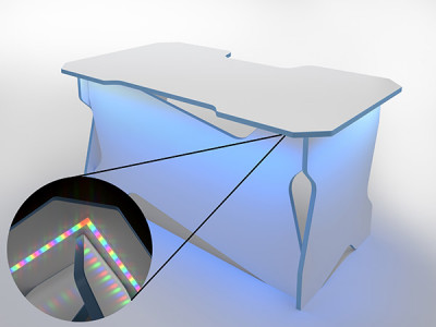 Игровой компьютерный стол RVG с подсветкой Белый/Голубой 160