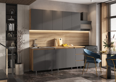 Кухня Челси 2,0м, Графит/Дуб Крафт, (Дуб вотан)