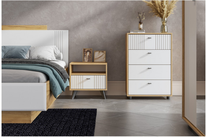 Модульная система "Милан" Тумба прикроватная Дуб Золотой/Белый Матовый