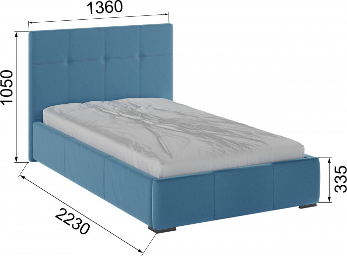 Рио Кровать интерьерная 120 светло-голубой квадрат, ПМ