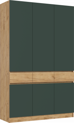 Роджина Шкаф 3-х створчатый, Дуб крафт/Изумрудный