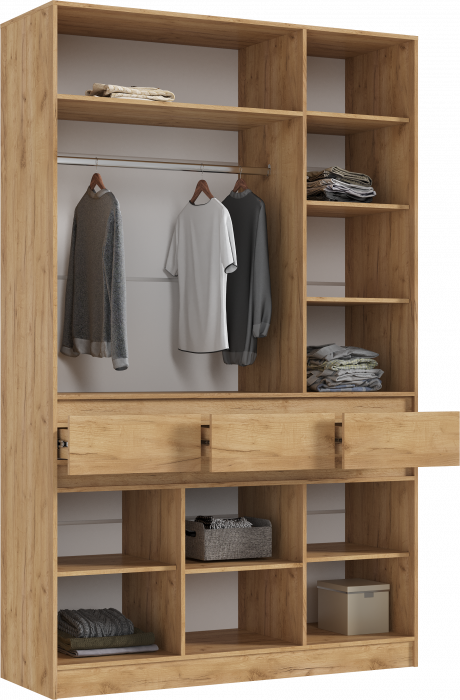 Роджина Шкаф 3-х створчатый, Дуб крафт/Изумрудный