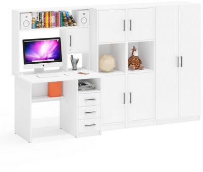 С-МД-СК9 Компоновка № 03, цвет белый шагрень, ШхГхВ 258х70х160 см., НЕ универсальная сборка