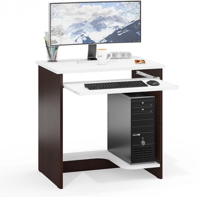 Стол компьютерный С-МД-СК11-1, цвет венге/белый шагрень, ШхГхВ 74,6х50х75 см., НЕ универсальная сборка