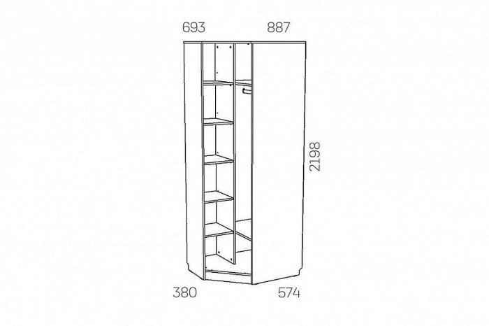 НМ 014.11 ПР Шкаф угловой Оливия Дуб Сонома/белое дерево
