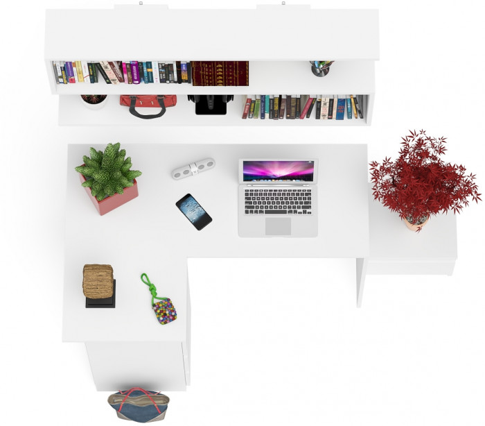 Мори компьютерный стол МС-16 левый + Тумба ТМП400.1 + Полка 1200, белый