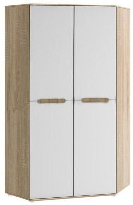 Ким Шкаф угловой универсальный (Дуб Сонома, Белый глянец)