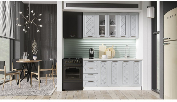 Кухня МДФ Агава 1600 (лиственница темная, Белый)