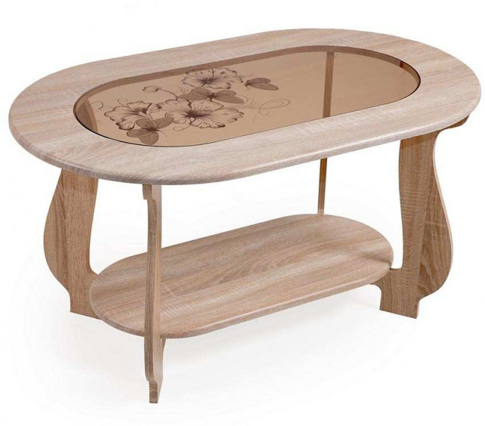 Стол журнальный СЖ-21 с рисунком Р2 дуб сонома