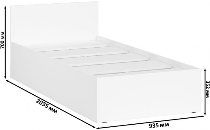 Мори Кровать 0900, цвет белый, ШхГхВ 93,5х203,5х70 см., сп.м. 900х2000 мм., без матраса, основание есть