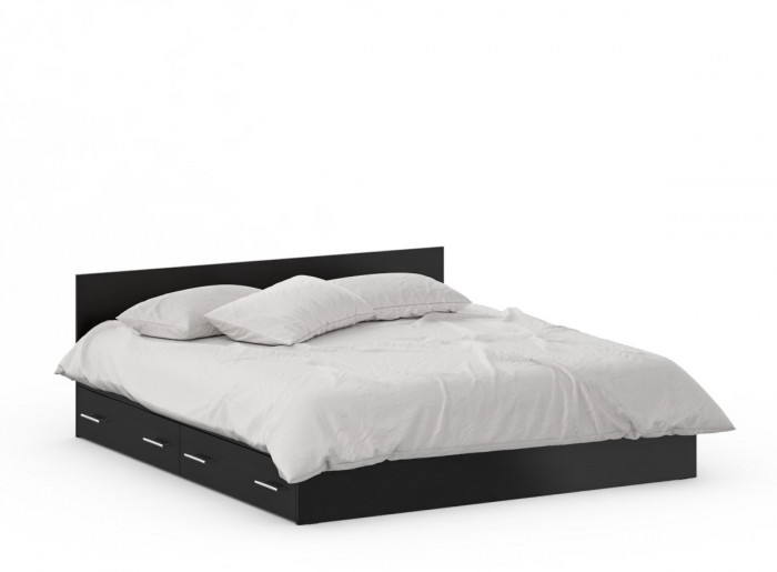 Кровать с ящиками 1800 + Шкаф 2-х створчатый Стандарт, цвет венге, ШхГхВ 183,5х203,5х70 + 90х52х200 см., сп.м. 1800х2000 мм., б/м, основание есть