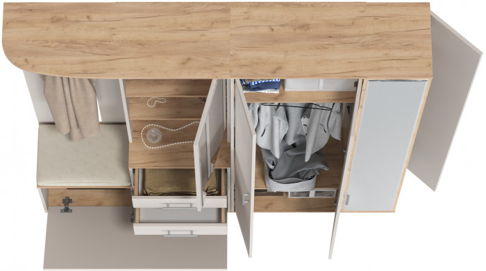 Прихожая Домино 5, дуб крафт золотой/кашемир серый