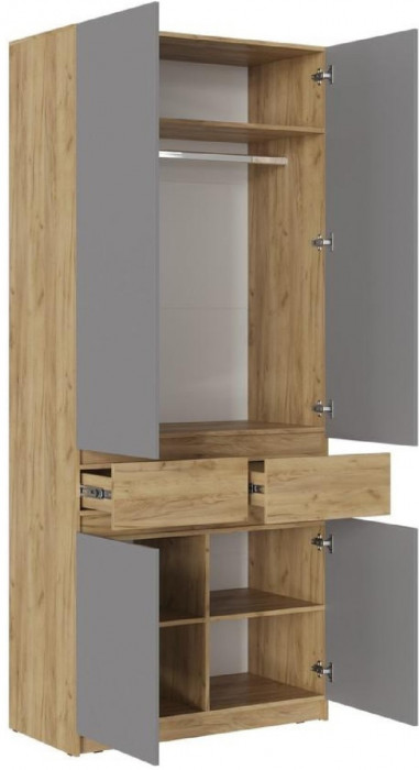 Модульная прихожая Роджина, композиция 2 (Графит, Дуб Крафт Золотой)