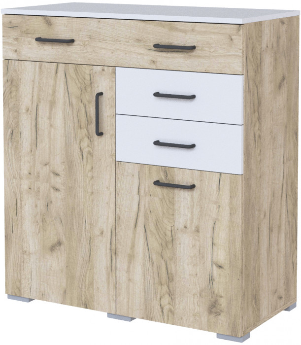 Комод "Теана" - Крафт серый/МДФ светло-серый