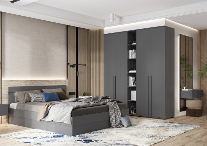 Спальня Норд + Челси, композиция 1, Графит/Графит