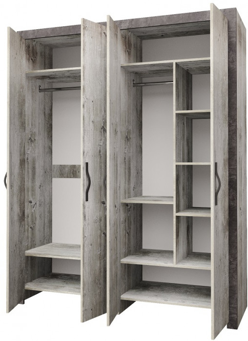 Шкаф четырехдверный "Эстель" - Дуб полярный/Сосна натуральная