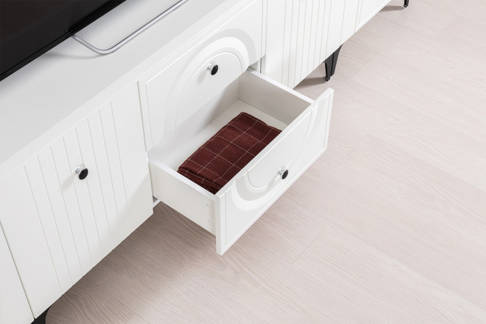 Валенсия Гостиная № 081, ЛДСП белый шагрень/МДФ белый шагрень