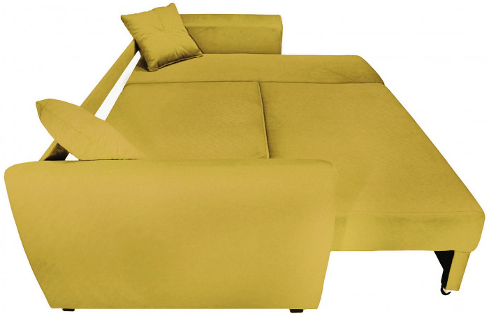 Диван-кровать угловой Амстердам Люкс, 160х200, еврокнижка, велюр, желтый