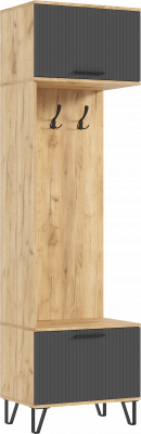 Флэш Прихожая Шкаф с вешалками (Браш Графит, Дуб Крафт)