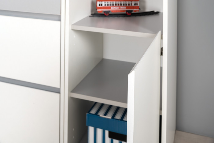 Торонто Компоновка № 26, цвет белый шагрень/стальной серый, сп. м. 800х1900 мм., б/м, основание есть, универсальная сборка