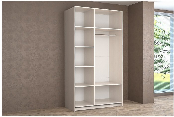 Шкаф-купе Иннэс-5 1200 Ф1/Ф1 (Бодега белая/Белый глянец)