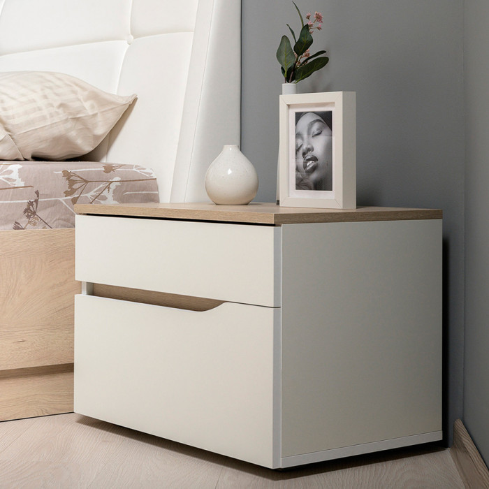 Муссон Кровать 11.41 + ортопед + 16.03 + 13.97 + Зеркало СВК + Тумба ТВ 13.276, цвет белый/чёрный/дуб эндгрейн элегантный, сп. м. 1600х2000 мм., б/м