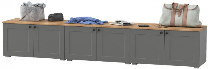 Остин 13.257 Тумба + 13.257 Тумба + 13.257 Тумба, цвет серый графит/дуб крафт золотой, ШхГхВ 240х41,9х43,7 см.