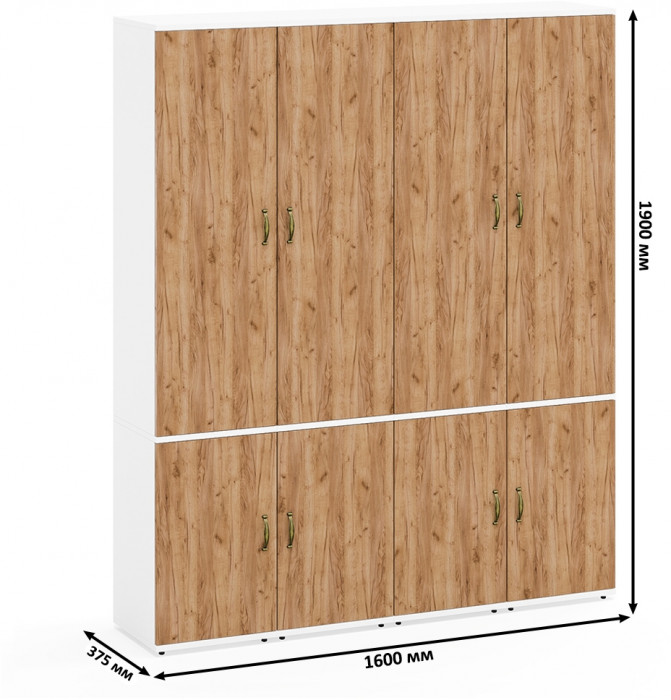 Лидер-8 Пенал МД 21Б 4 шт., белый шагрень/крафт золото