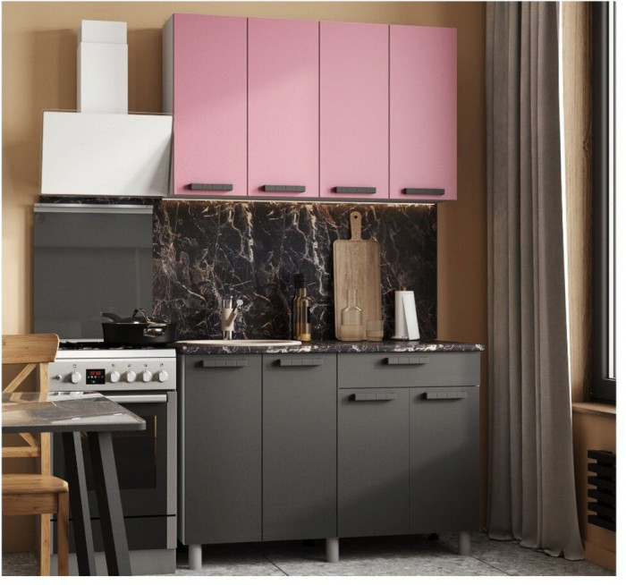 Кухонный гарнитур Осло 1,2м Сакура/Карбон вулкан