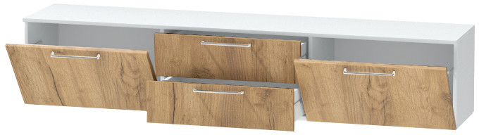 Тумба-4 под ТВ подвесная "Иннэс-7", Белый/Крафт золотой