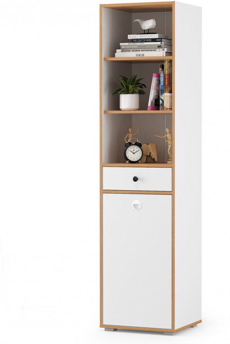 Вуди Компоновка № 17, цвет белый премиум/дуб крафт золотой, ШхГхВ 310х52,7х180,3 см., универсальная сборка