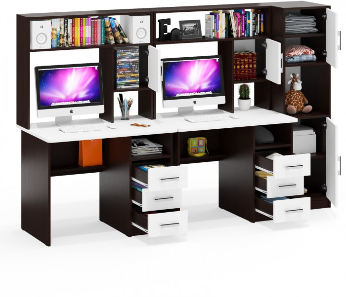 С-МД-СК9 Компоновка № 04, цвет венге/белый шагрень, ШхГхВ 247х70х160 см., НЕ универсальная сборка