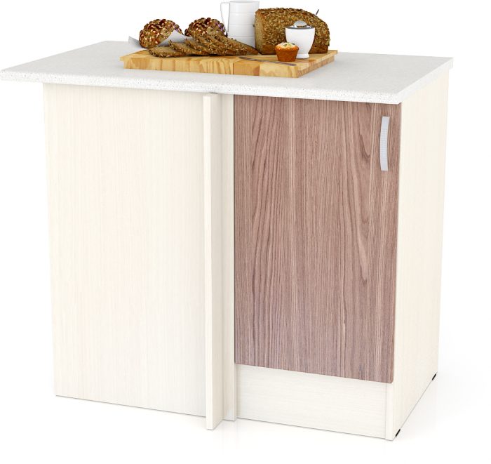 Кухня Мери ШНУ1000 Стол нижний угловой 100 см., цвет дуб/ясень шимо тёмный, ШхГхВ 100х60х85 см., универсальная сборка (столешница № 130 сахара белая)