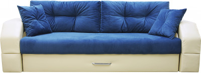 Диван-кровать Манчестер, еврокнижка, велюр/экокожа, 150х195, синий