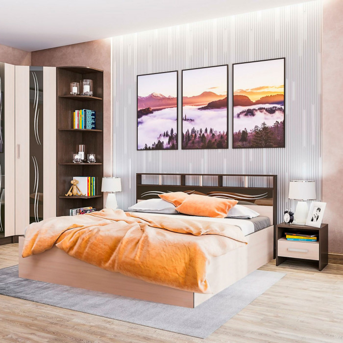 Эрика корпус кровати (1,6м) венге/дуб молочный