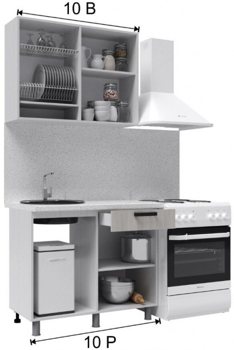 Кухонный гарнитур Танго 1,0м Белый